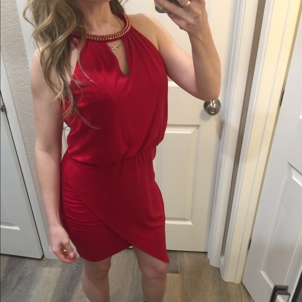 A. Byer Asymmetrical Halter Dress Size S NWOT